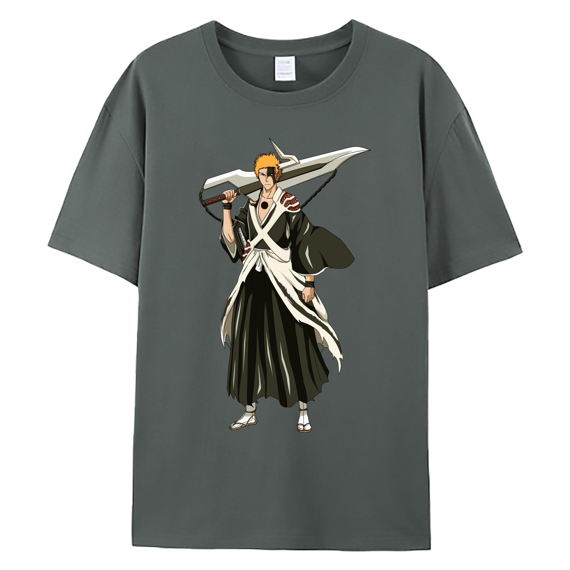 （画像用） ブリーチ 黒崎一護（くろさき いちご）BLEACH Kurosaki Ichigo 綿100％ メンズ半袖Tシャツ｜肌触りやわらか＆通気性